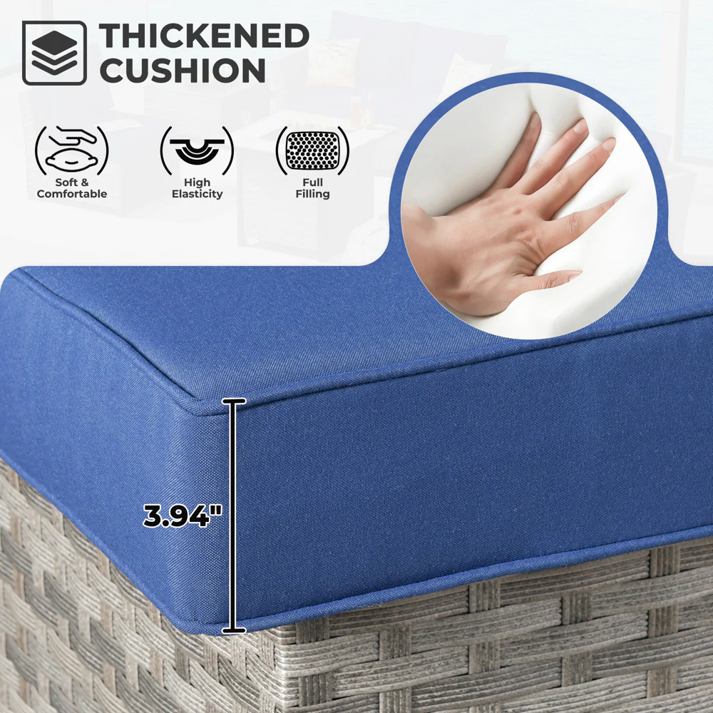 Ovios Patio Furniture Set New Rimaru 7-Piece Set include 30'' Square Fire Pit Table Partially Assembled