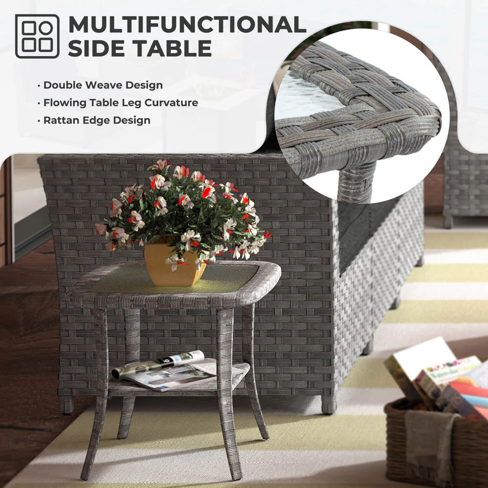 Ovios New Rimaru Series Patio Furniture Set 15-Piece include Swivel Chairs and 42