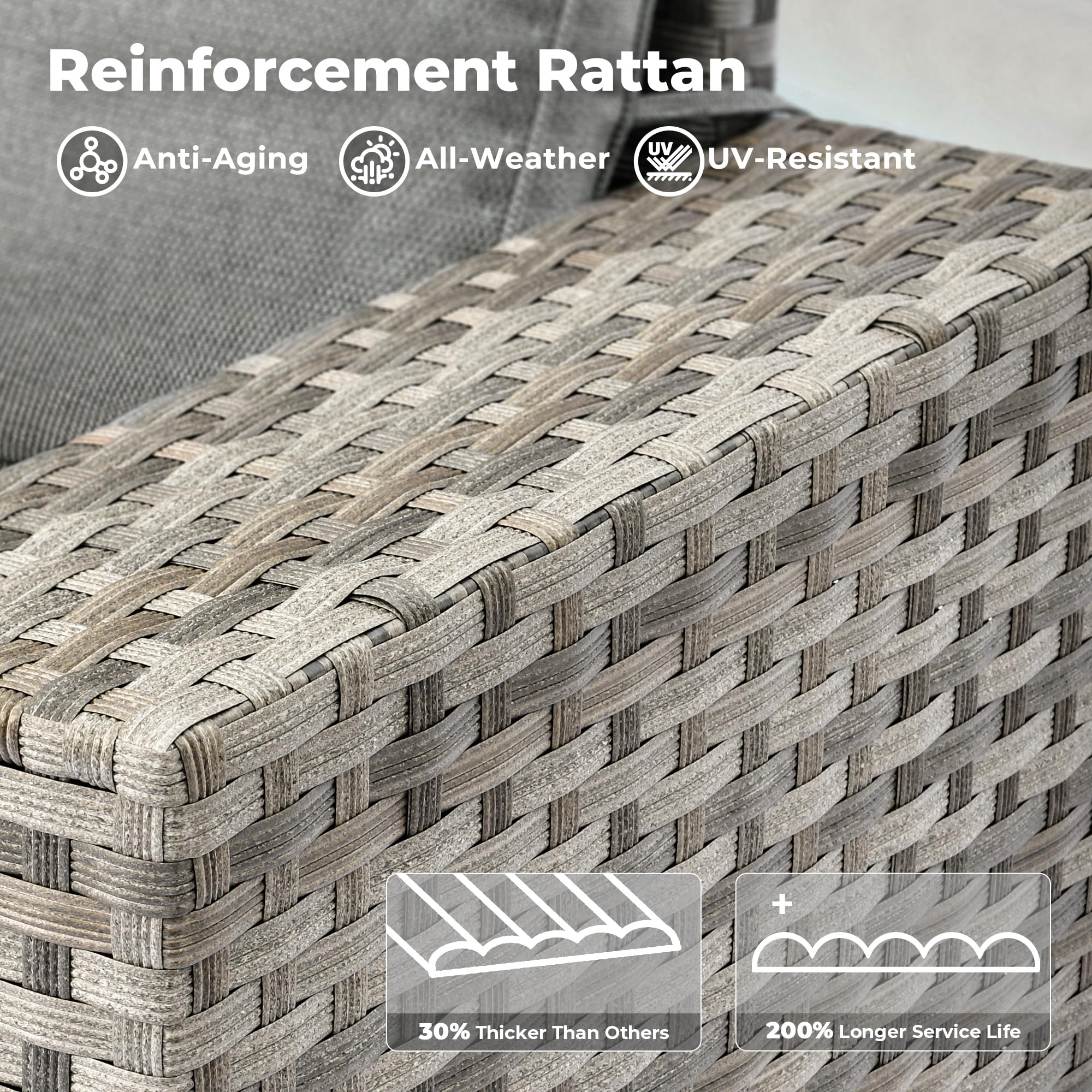 Ovios 12 Pieces Patio Conversation Set with 7.68'' Broad Handrails