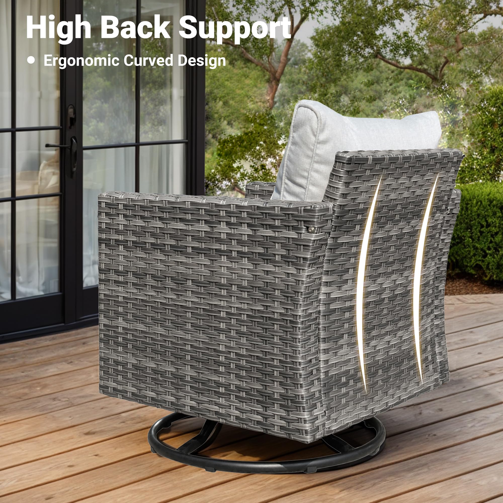 Ovios Patio Conversation Set 8-Piece with Swivel Rocking Chairs and Table