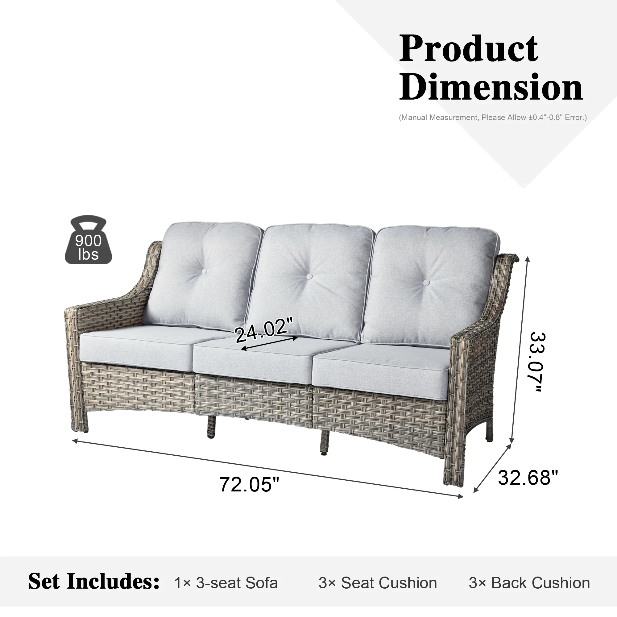 Ovios Outdoor 3-Seat Sofa PAD Series