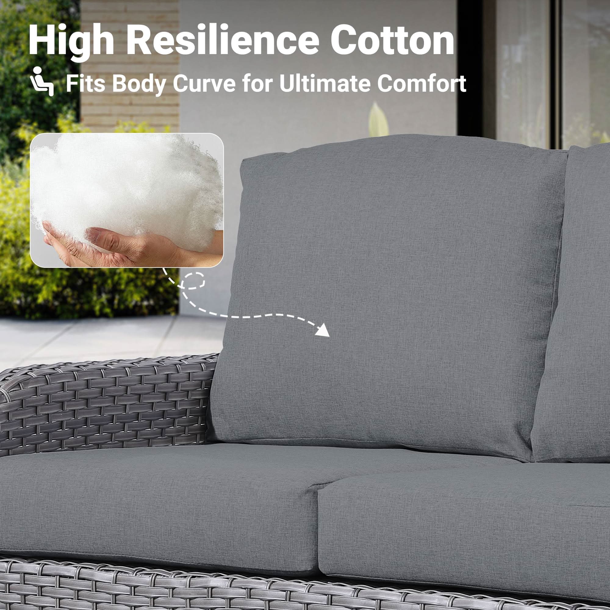 Ovios Patio Furniture Set New August 4 Piece High Back All Weather PE Wicker