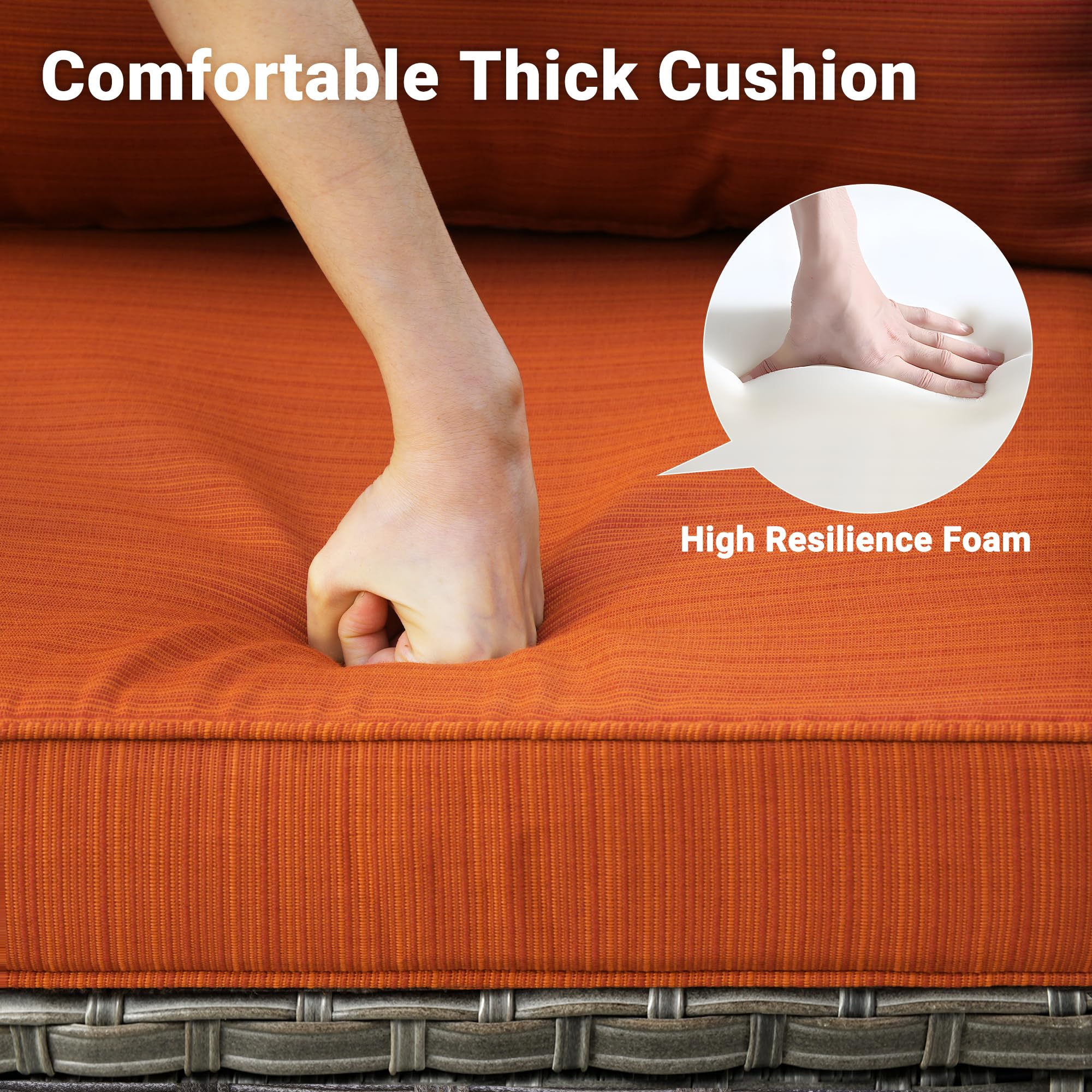 Ovios Patio Conversation Set 8-Piece with Swivel Rocking Chairs and Table