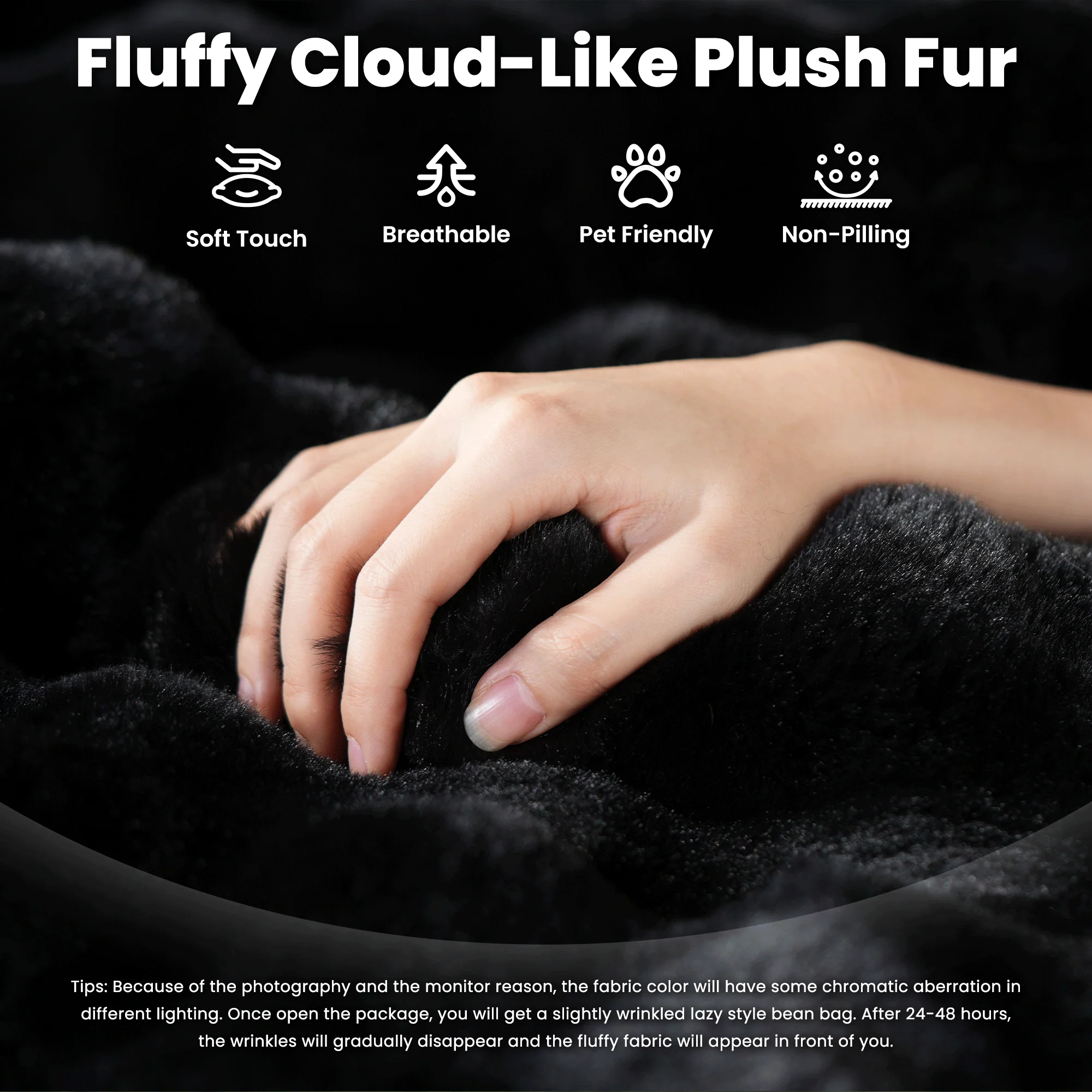 OVIOS Luxurious Fluffy Faux Fur Bean Bag Couch
