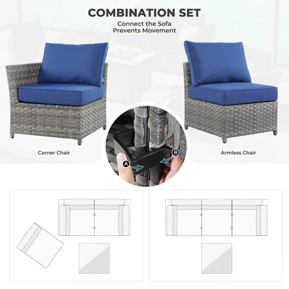 Ovios New Rimaru Series Patio Furniture Set 13-Piece include 42