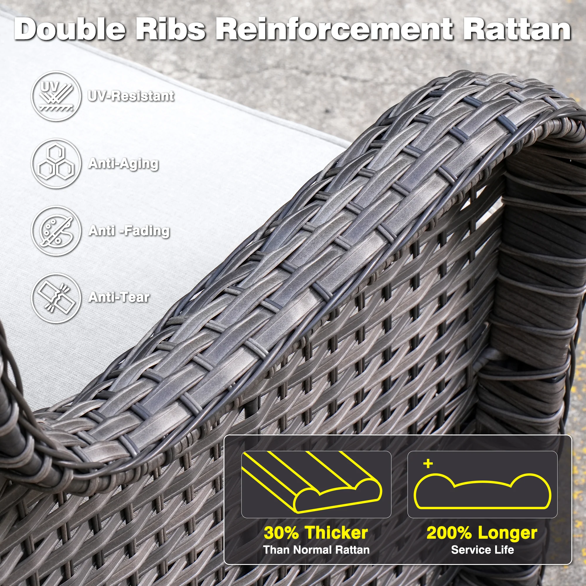 Ovios Patio Chairs 2-Piece Kenard Curved Handrest