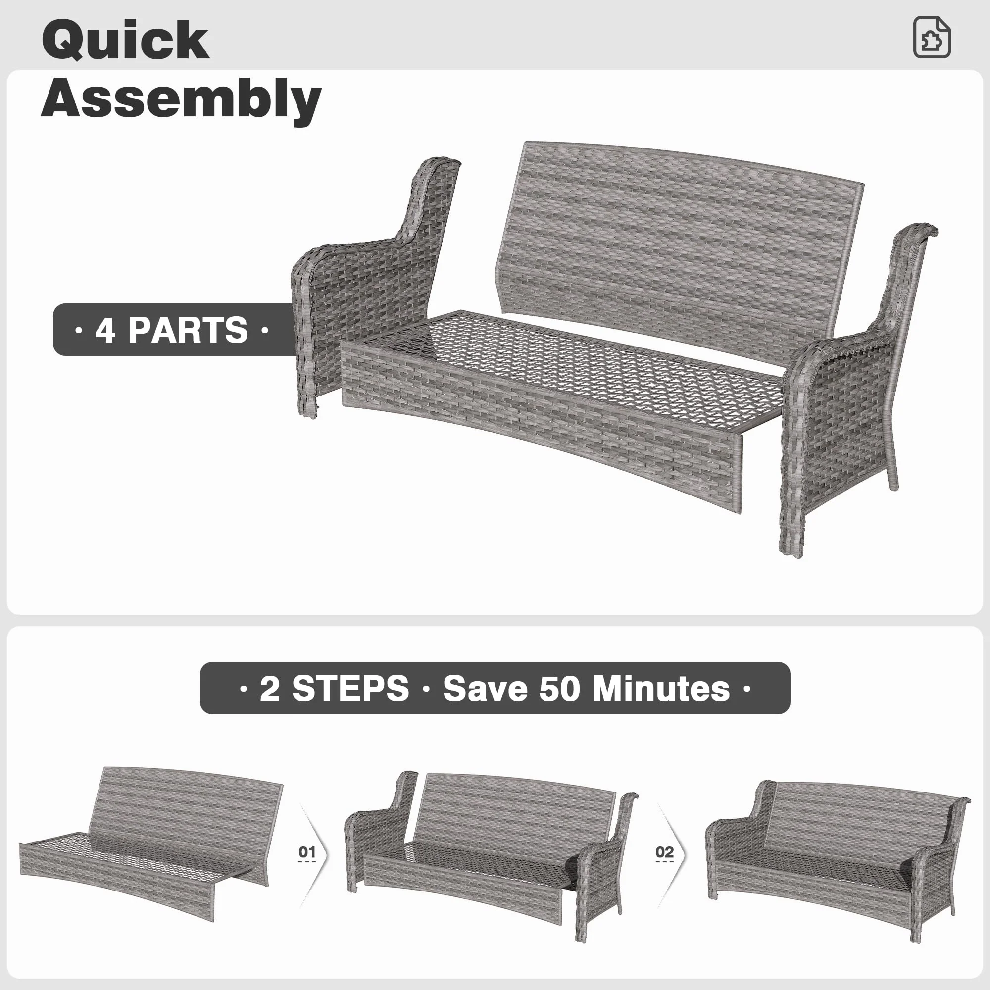 Ovios Patio Conversation Set 6-Piece with 30' Fire Pit Table and Kenard Set