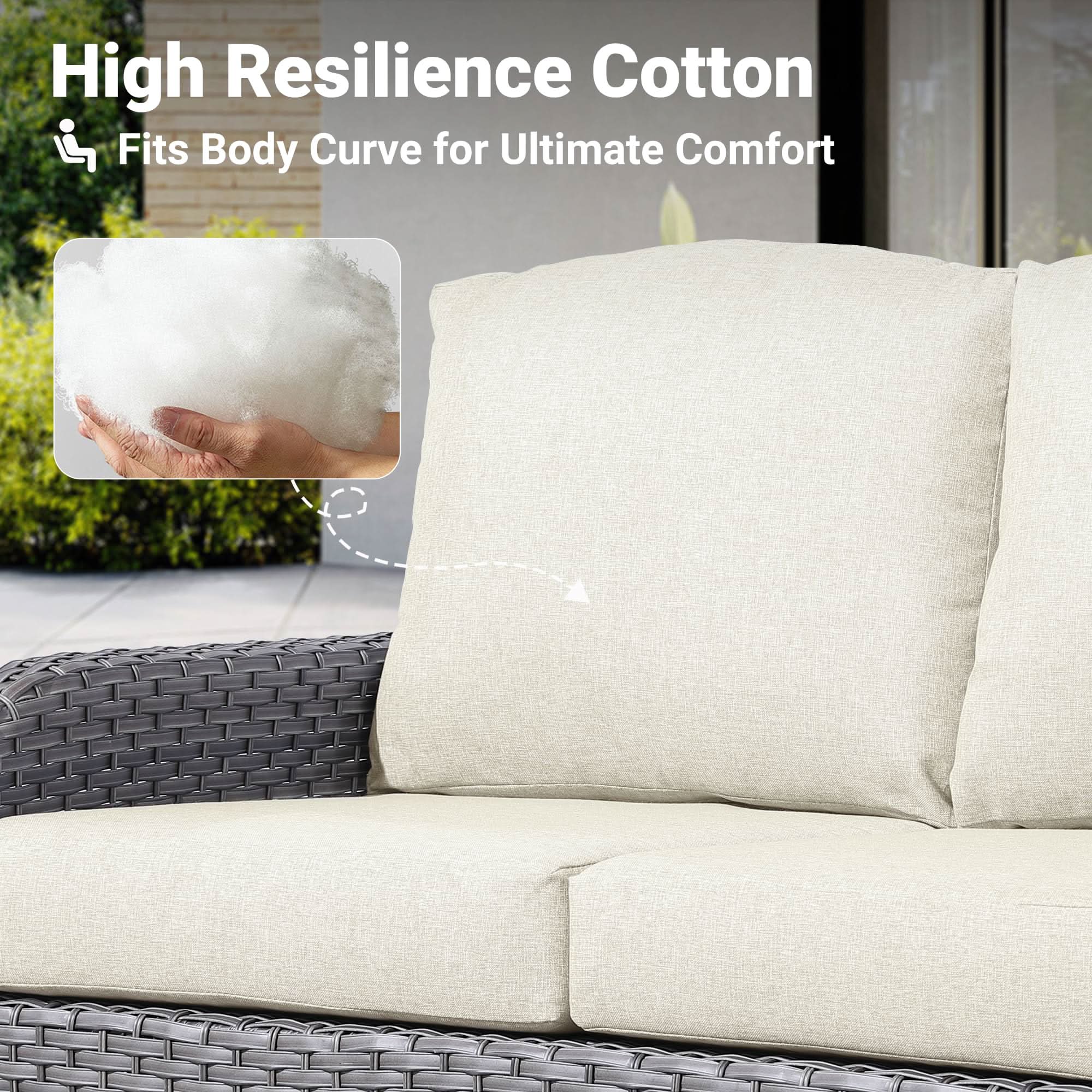 Ovios Patio Furniture Set New August 4 Piece High Back All Weather PE Wicker