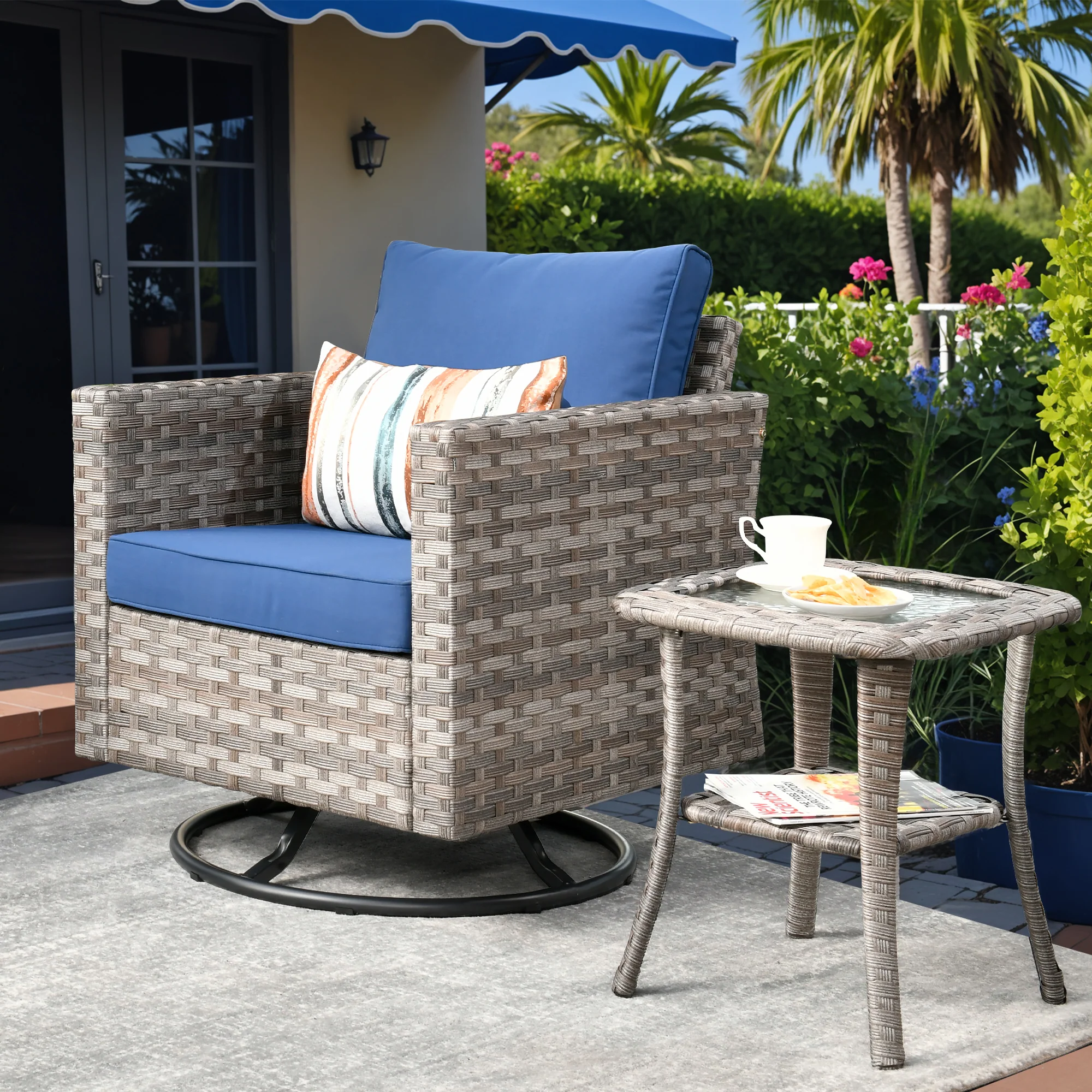 Ovios Rocking Chair Outdoor Table and Chairs matching BBR broad handrails series