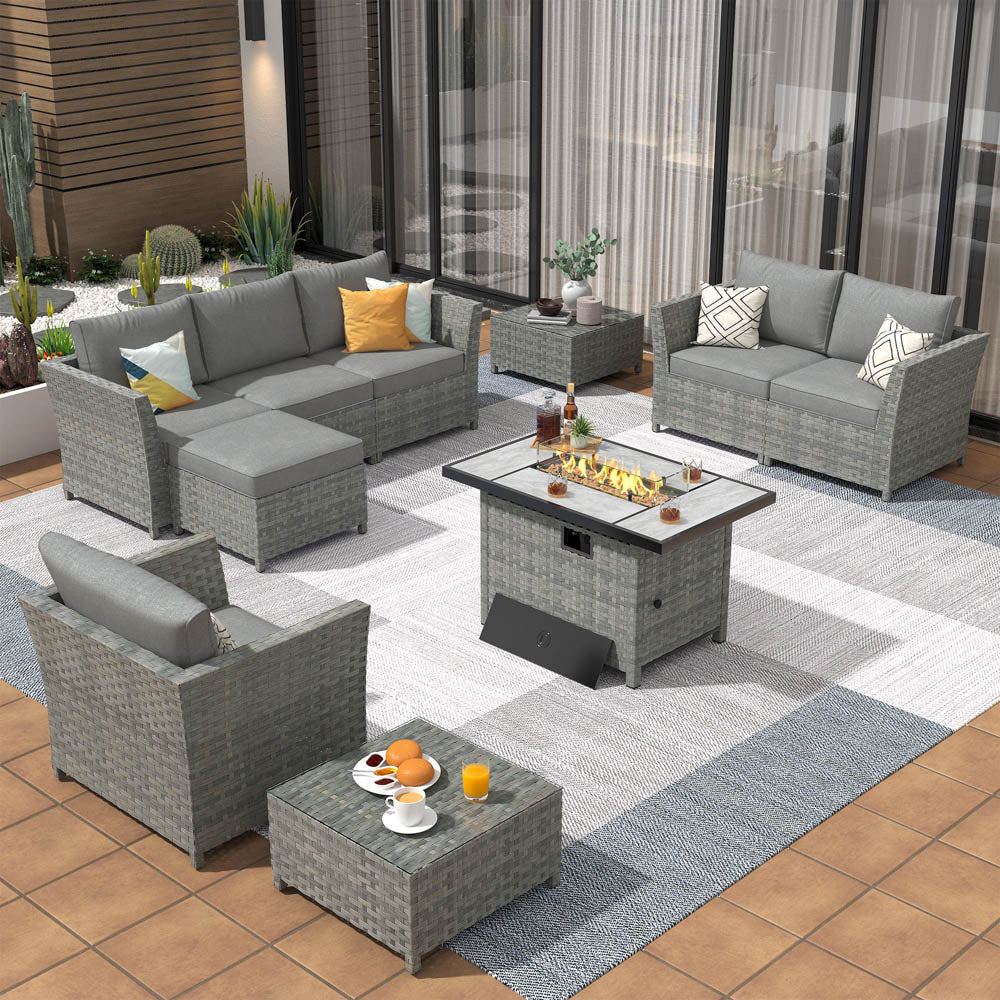 Ovios New Rimaru Series Patio Furniture Set 10-Piece include 42