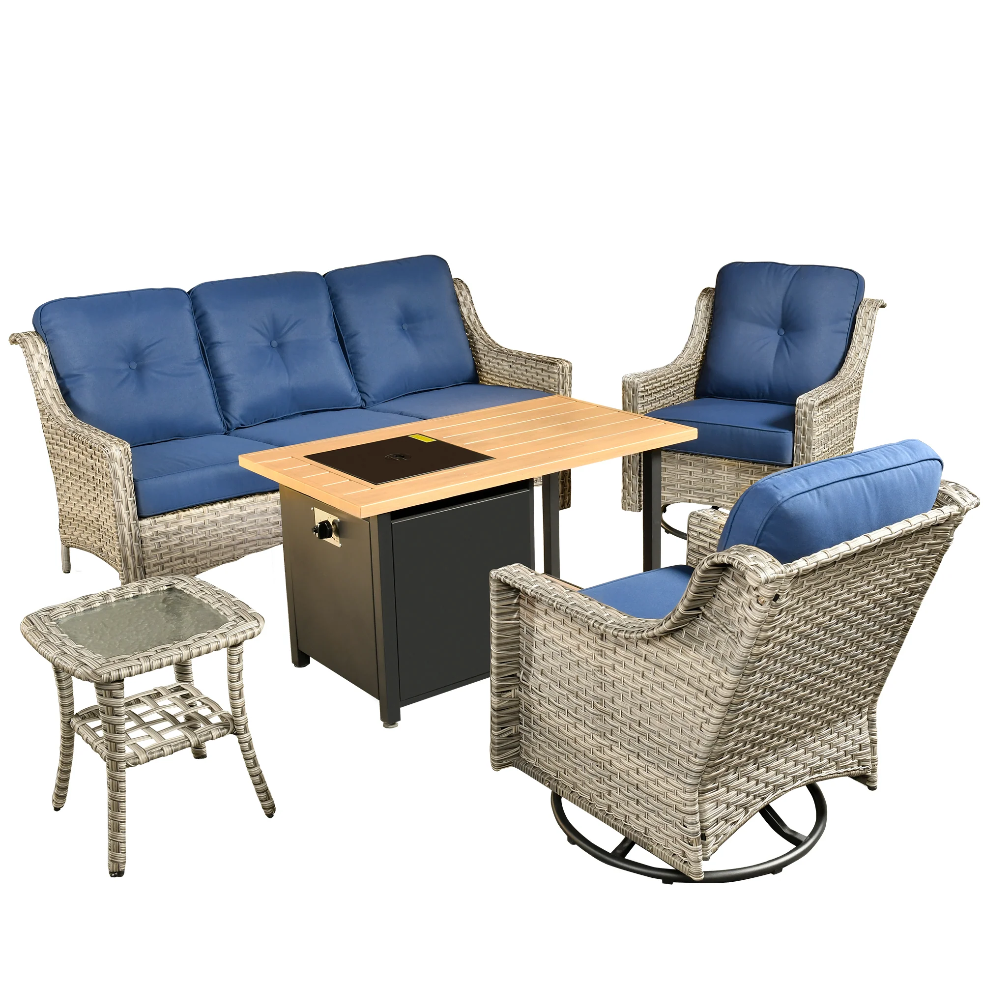 Ovios Conversation Set 5-Piece PAD Series include Rocking Chair & 47