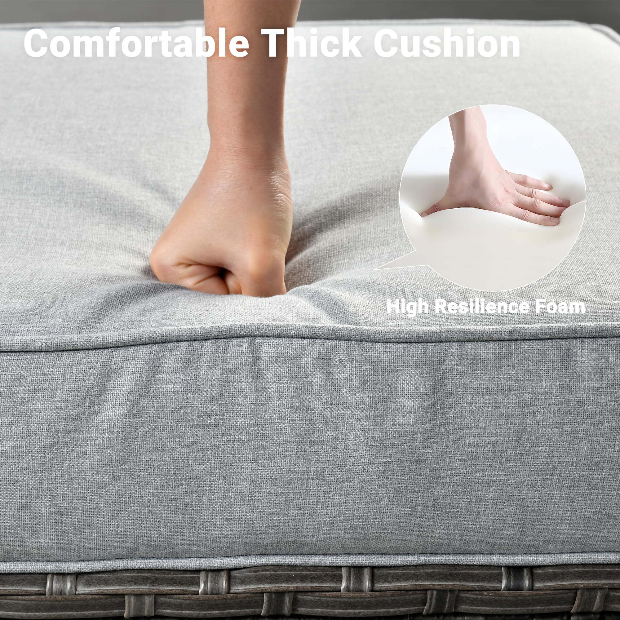 Ovios Patio Furniture 3-Piece Set with Swivel Chairs and Table Square Shape Armrest