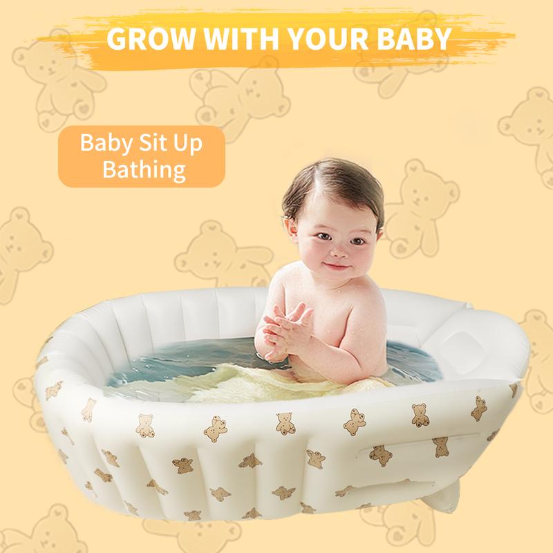 Inflatable Baby Bath Tub Portable Foldable Travel Mini Pool, Non-Slip Baby Pool for Sitting Up, Newborn Baby Bathtub&air Pump Accessories.