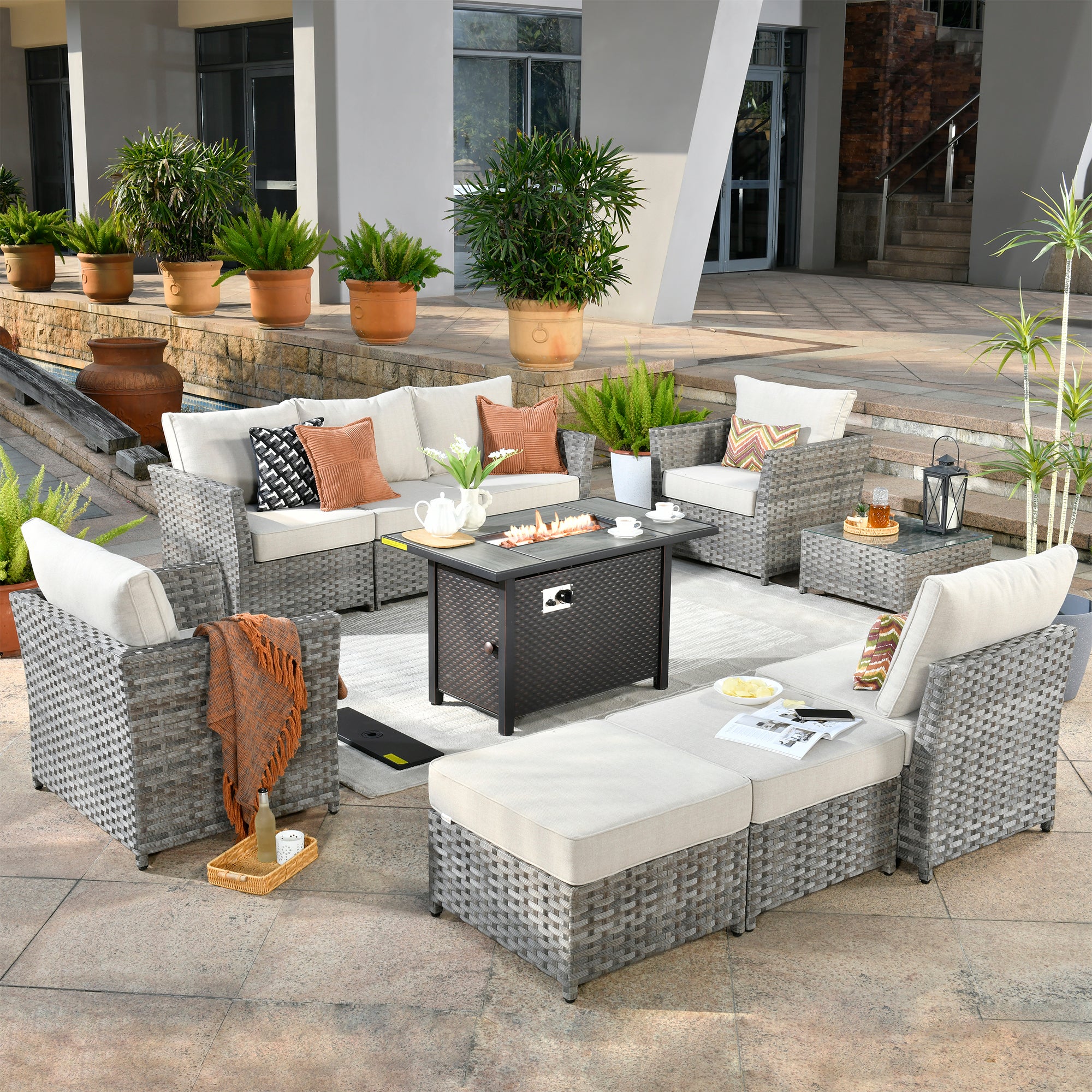 Ovios Patio Furniture Set 10-Piece include 42