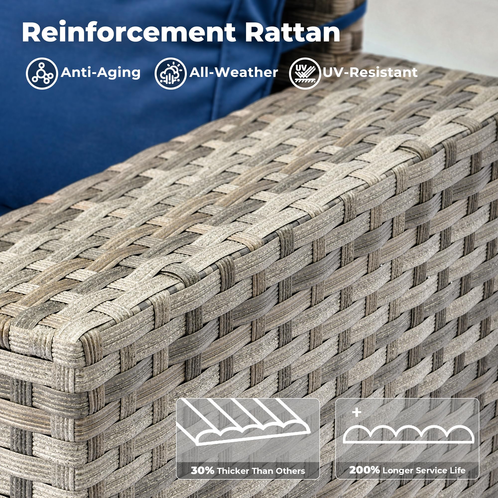 Ovios 12 Pieces Patio Conversation Set with 7.68'' Broad Handrails