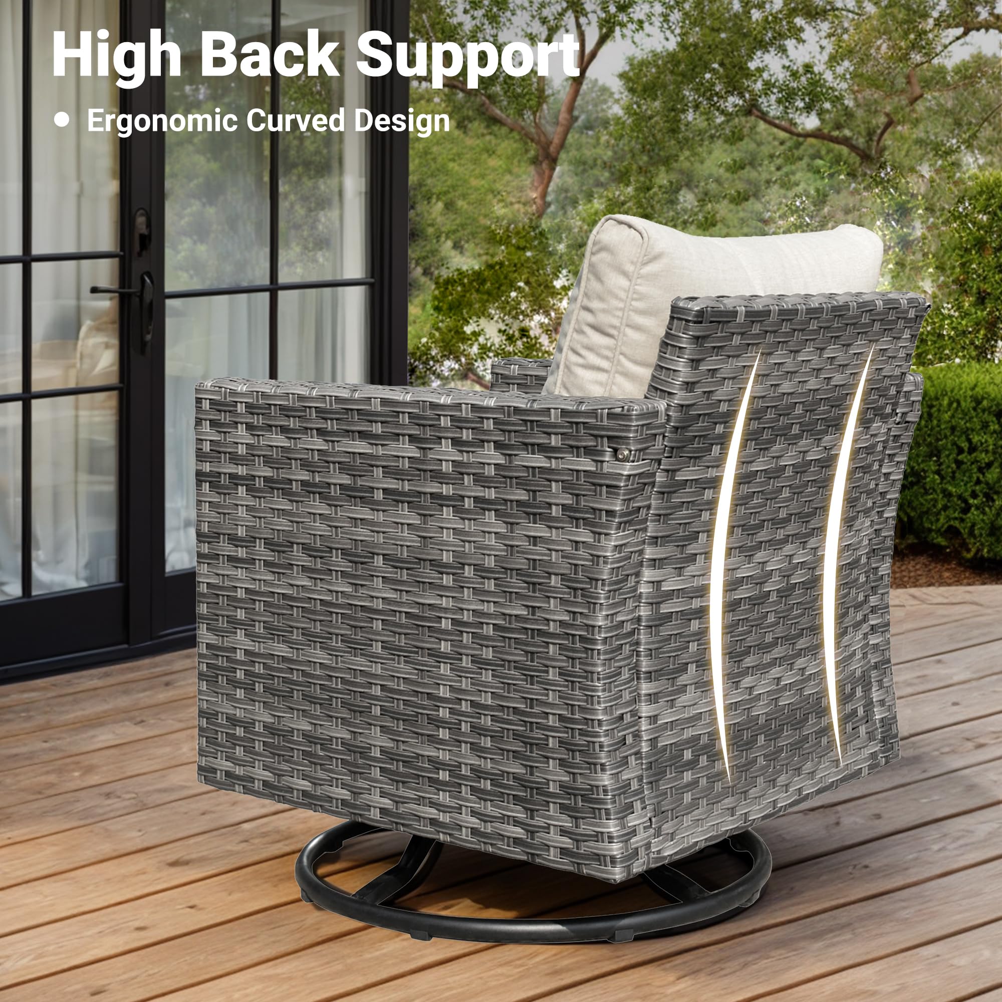 Ovios Patio Conversation Set 8-Piece with Swivel Rocking Chairs and Table