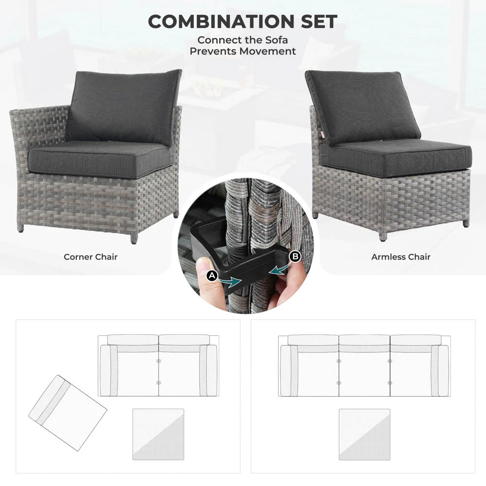 Ovios New Rimaru Series Patio Furniture Set 13-Piece include 42