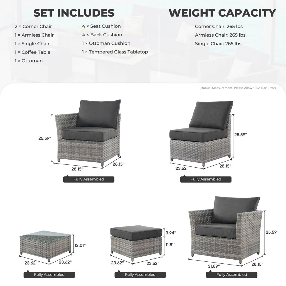 Ovios Patio Furniture Set New Rimaru 6-Piece, Fully Assembled