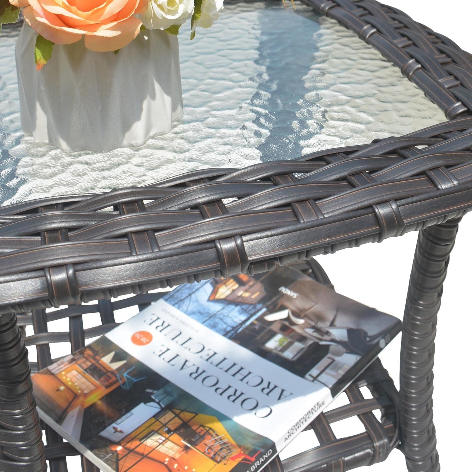 Ovios Balcony Side Table with Tempered Glass Top for GRS/NTC/HOP/NDS Series