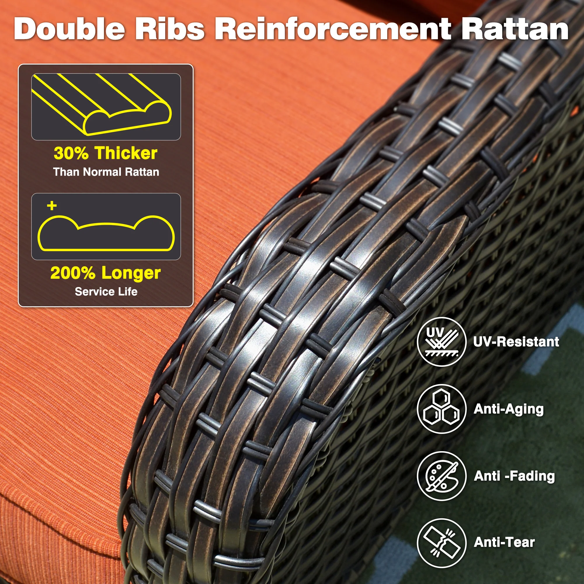 Ovios Patio Chairs 2-Piece Kenard Curved Handrest