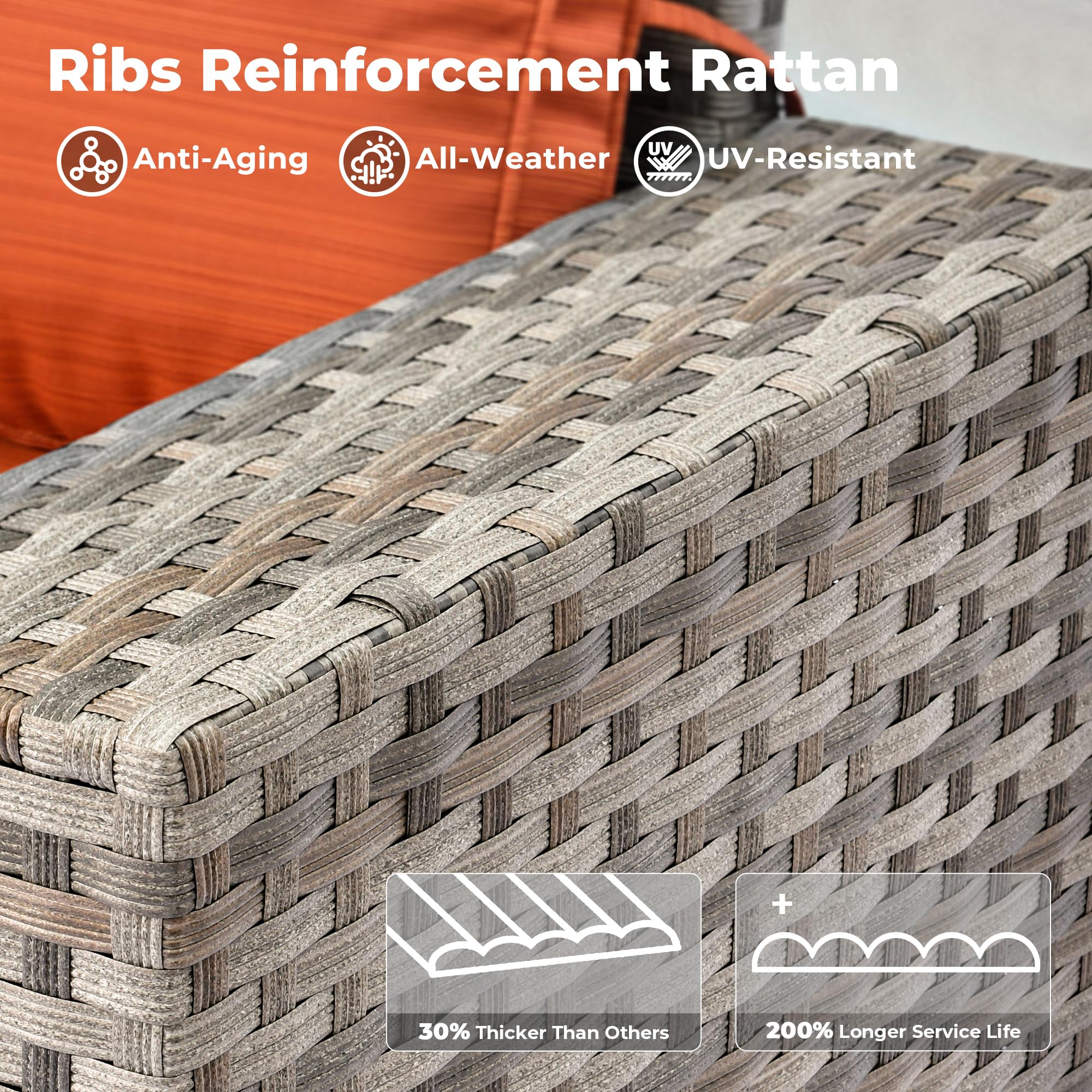 Ovios 12 Pieces Patio Conversation Set with 7.68'' Broad Handrails