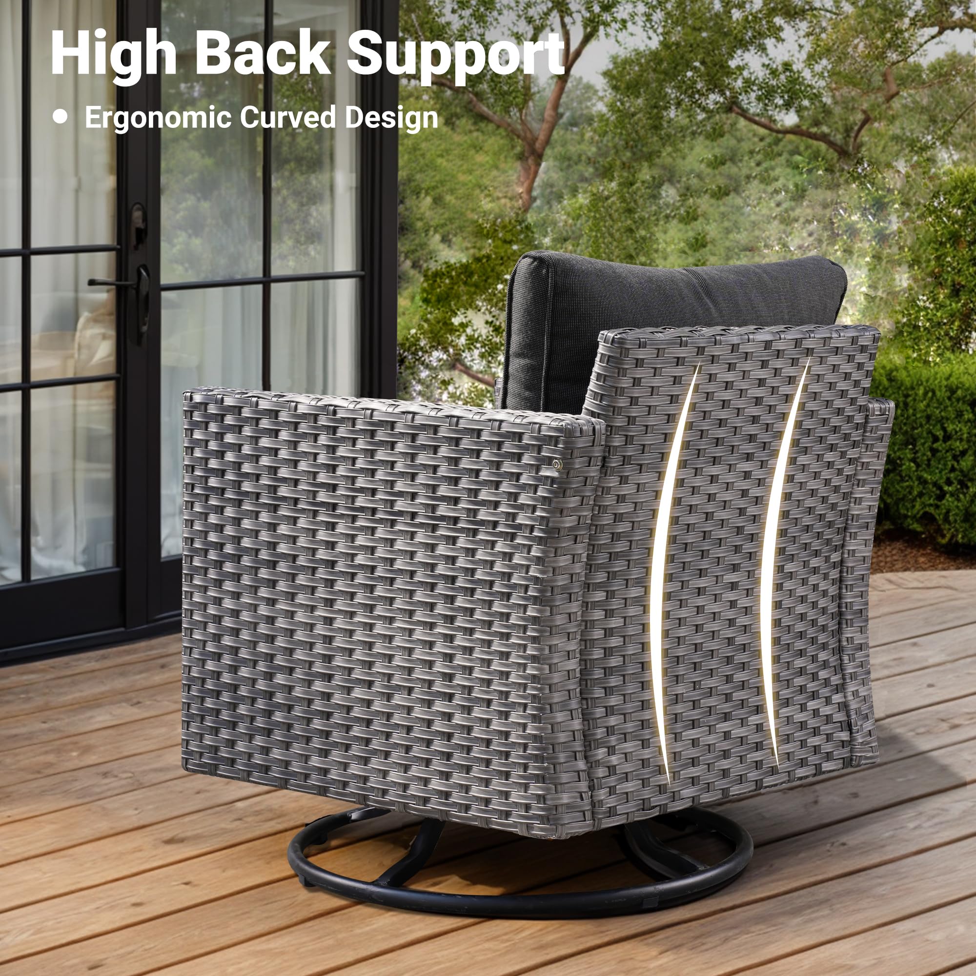 Ovios Patio Conversation Set 8-Piece with Swivel Rocking Chairs and Table