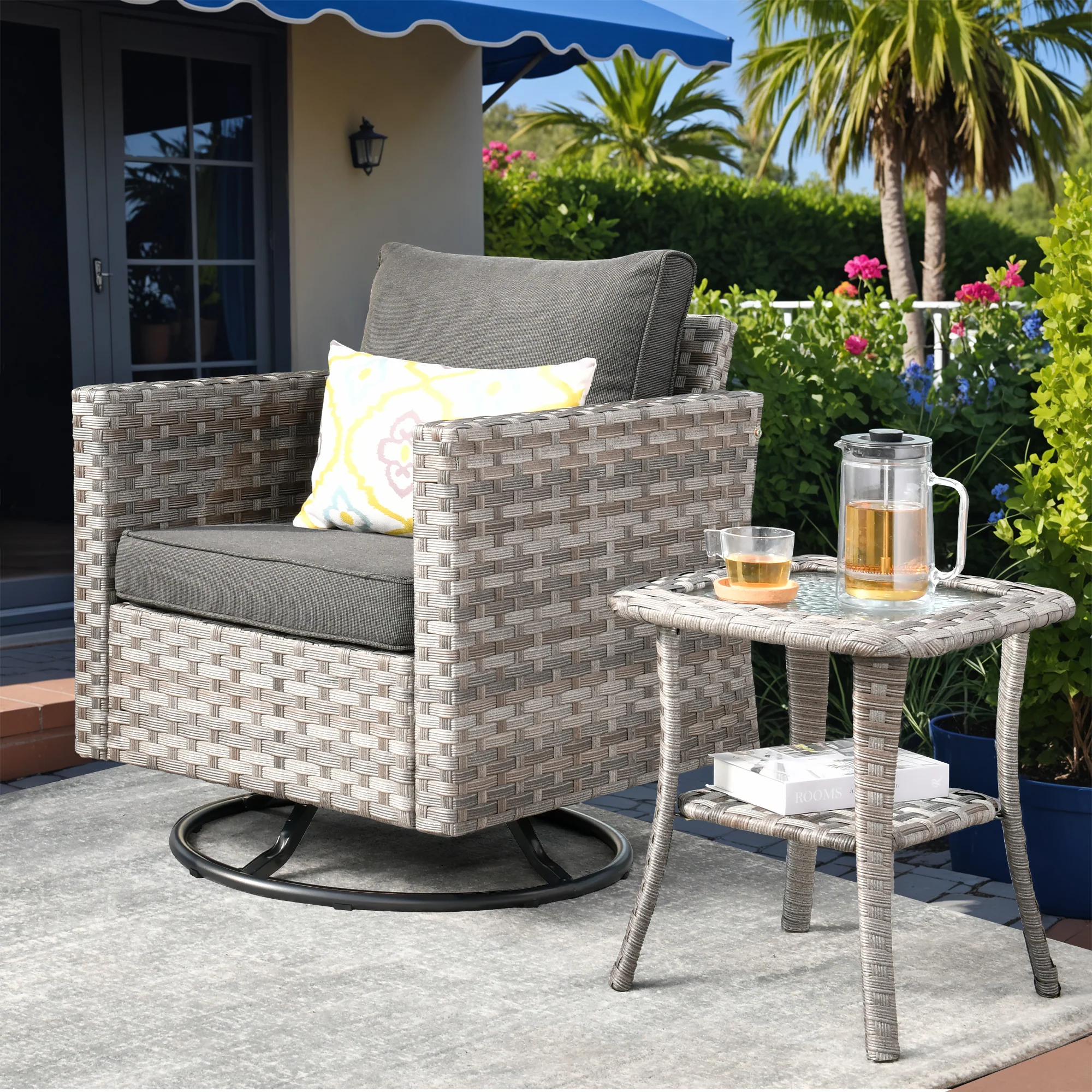 Ovios Rocking Chair Outdoor Table and Chairs matching BBR broad handrails series