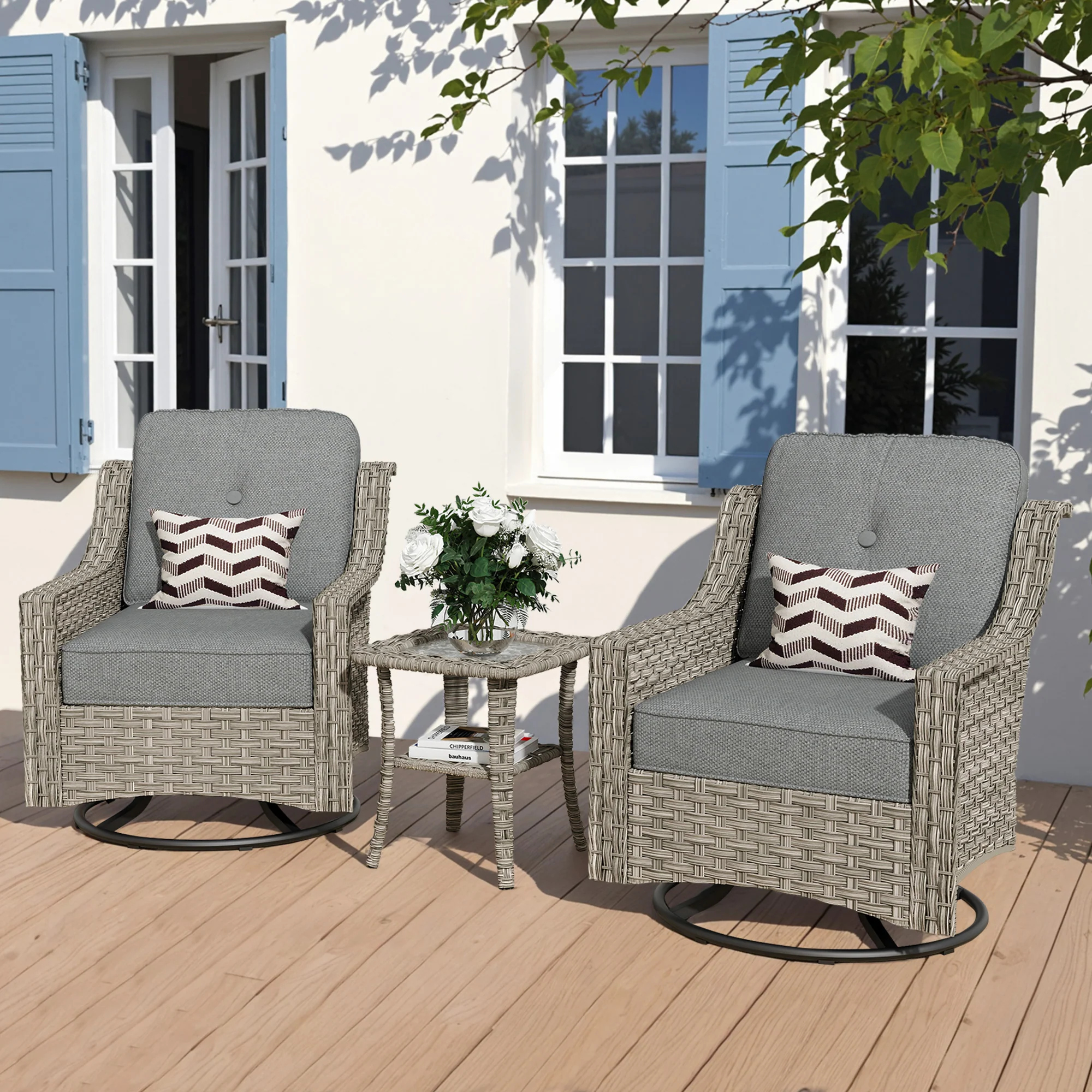 Ovios Conversation Set 3-Piece PAD Series,Swivel Chair