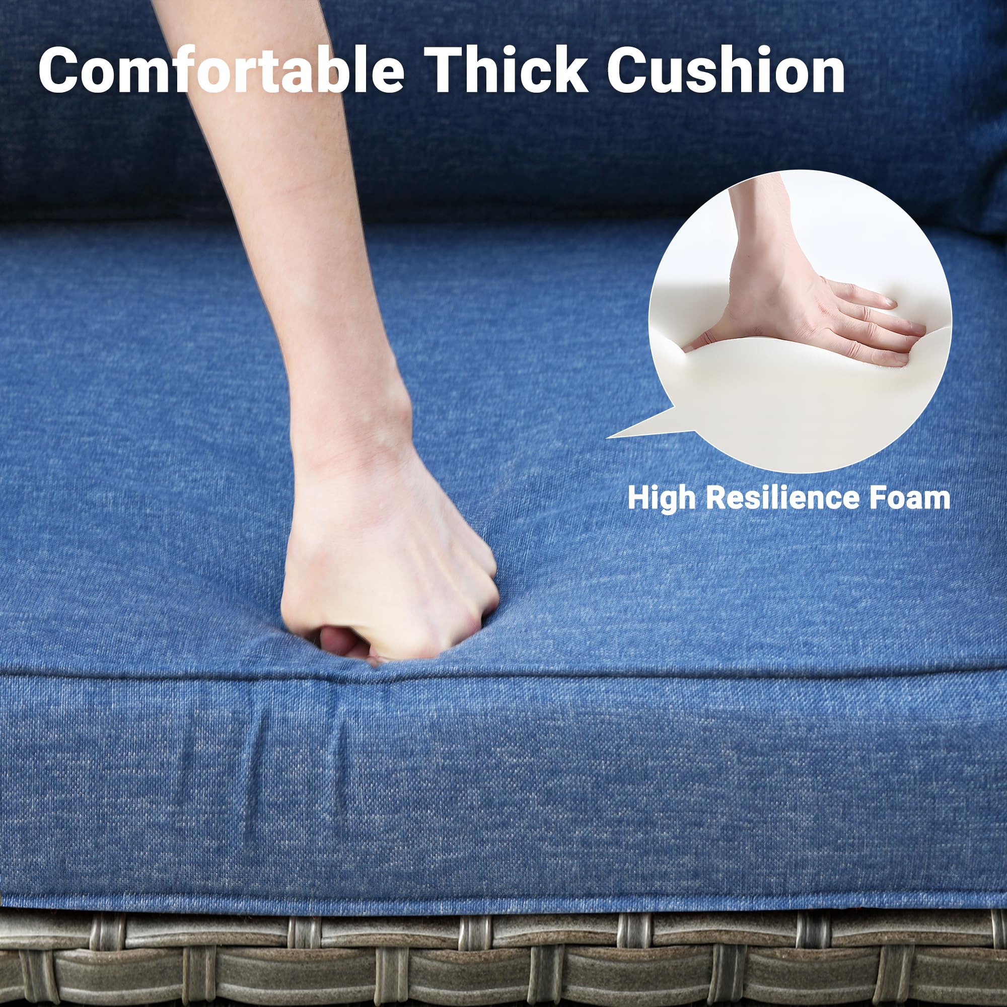 Ovios Patio Conversation Set 8-Piece with Swivel Rocking Chairs and Table