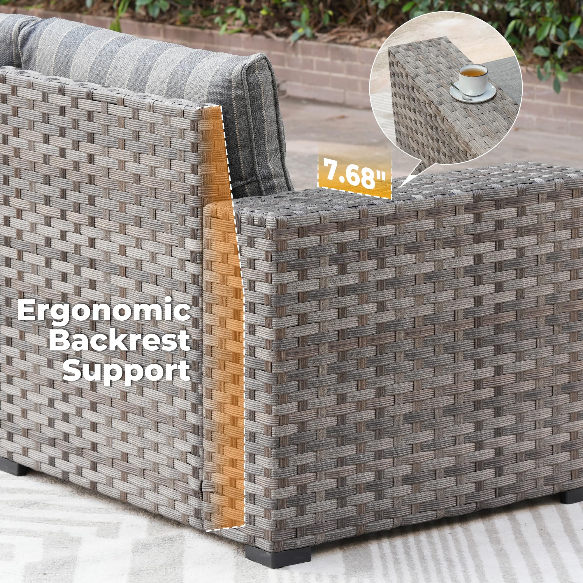 Ovios 12 Pieces Patio Conversation Set with 7.68'' Broad Handrails