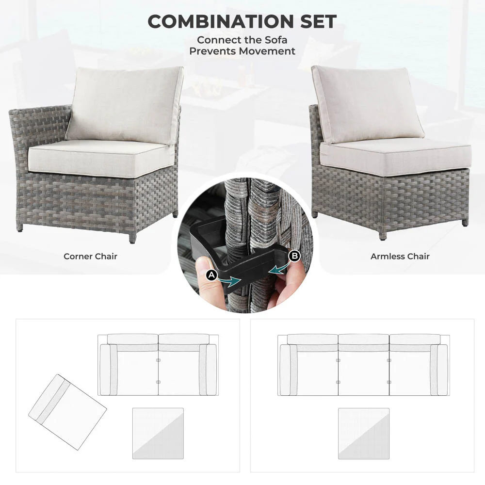 Ovios New Rimaru Series Patio Furniture Set 10-Piece include 42