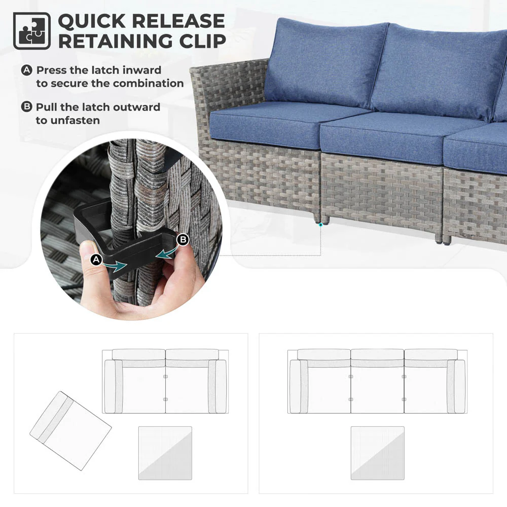 Ovios New Rimaru Series Patio Furniture Set 15-Piece include Swivel Chairs and 42