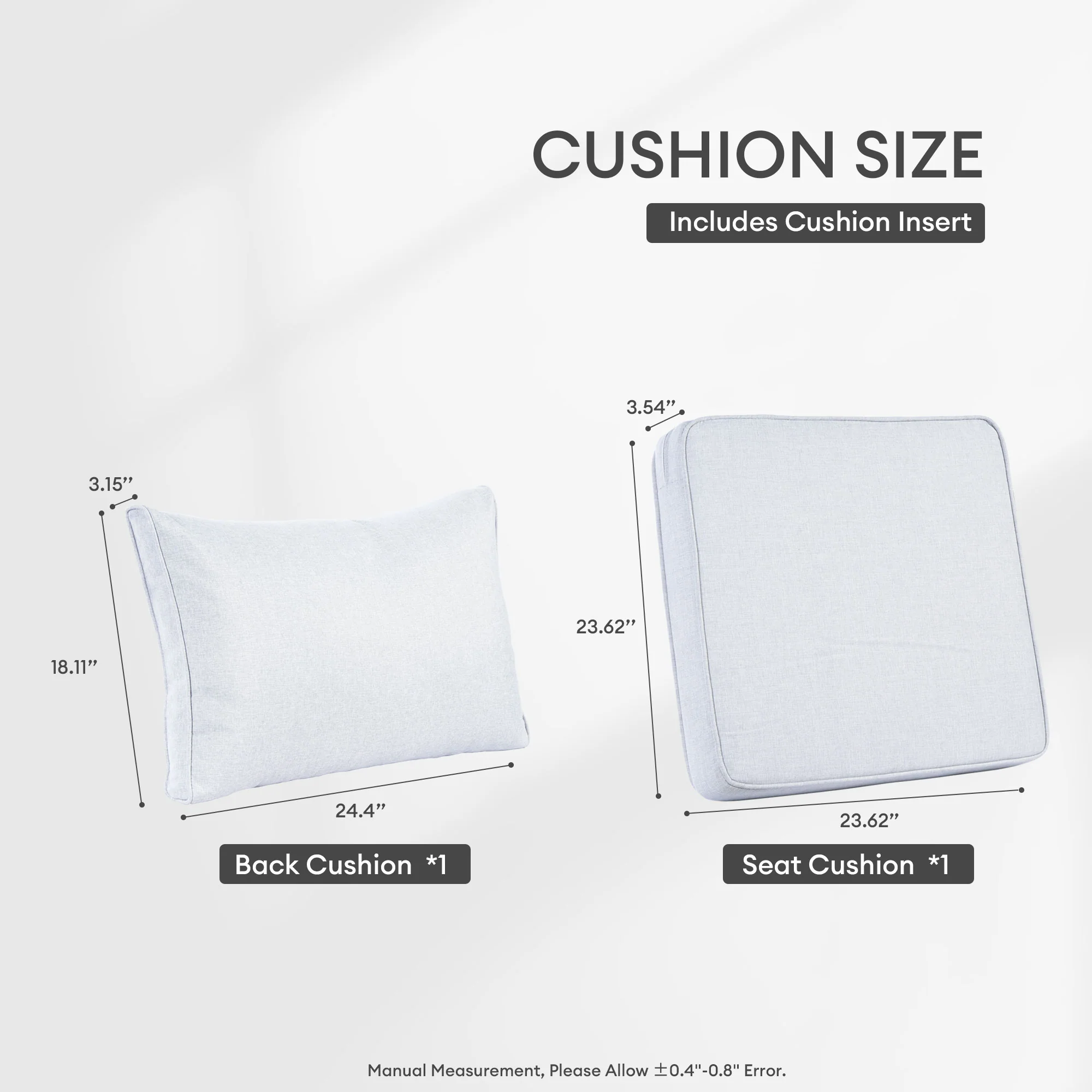 Ovios Vultros Series Replacement Seat, Back, Ottoman Cushion (Refer to the Dimension in Description)