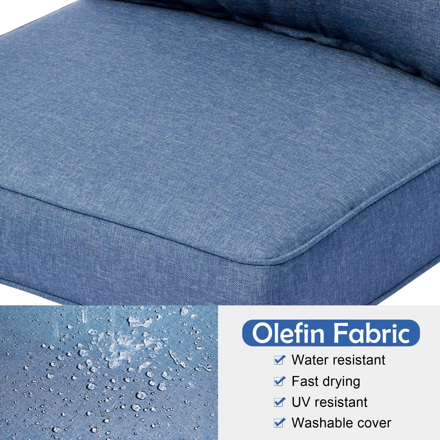 Ovios Replacement Seat Back Cushions Set with Olefin Fabric and Zipper, 24'' x 24'', Not Suitable for Ovios Patio Furniture