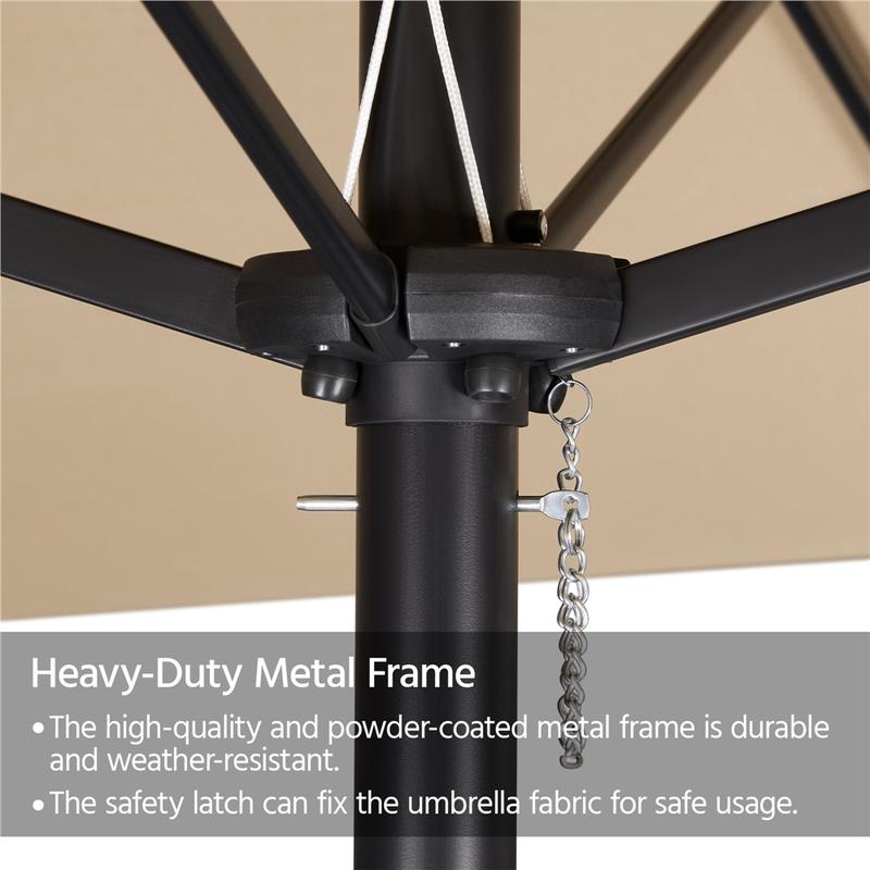 【No Lights】 Yaheetech 15/13ft Large Patio Umbrella Double-Layer Cloth with 12 Ribs, Hand Crank for Easy Opening, 2 Sandbags, Outdoor Design for Garden, Pool, and Lawn