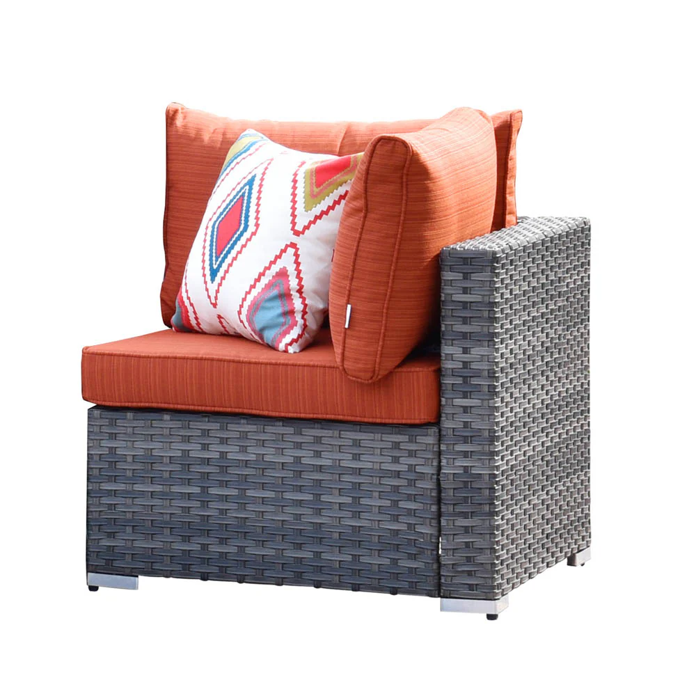 Ovios Patio Furniture 11-Piece Outdoor Sectional Sofa Set with Wicker Rocking Swivel Chairs and 42.12'' Fire Pit