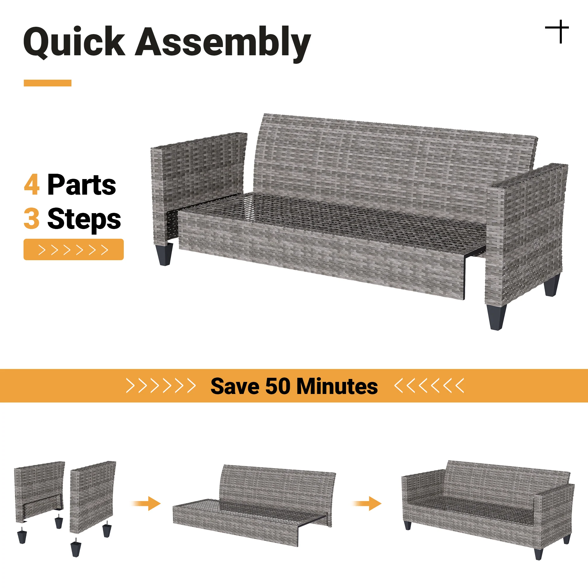 Ovios Patio Vultros Furniture Set 7-Person Seating with 30'' Propane Fire Pit Table