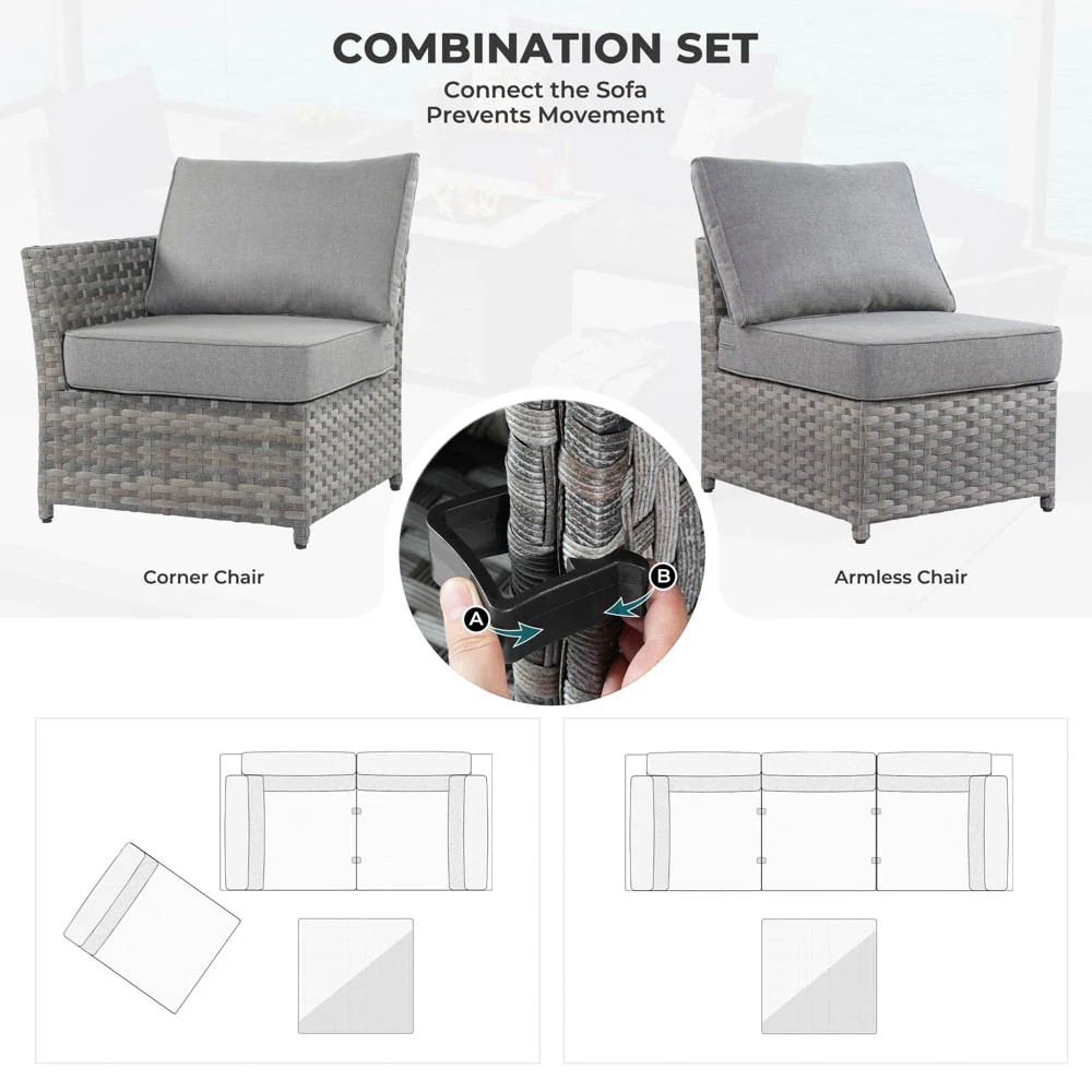 Ovios New Rimaru Series Patio Furniture Set 13-Piece include 42