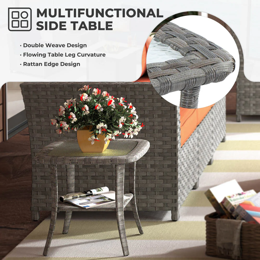 Ovios New Rimaru Series Patio Furniture Set 15-Piece include Swivel Chairs and 42