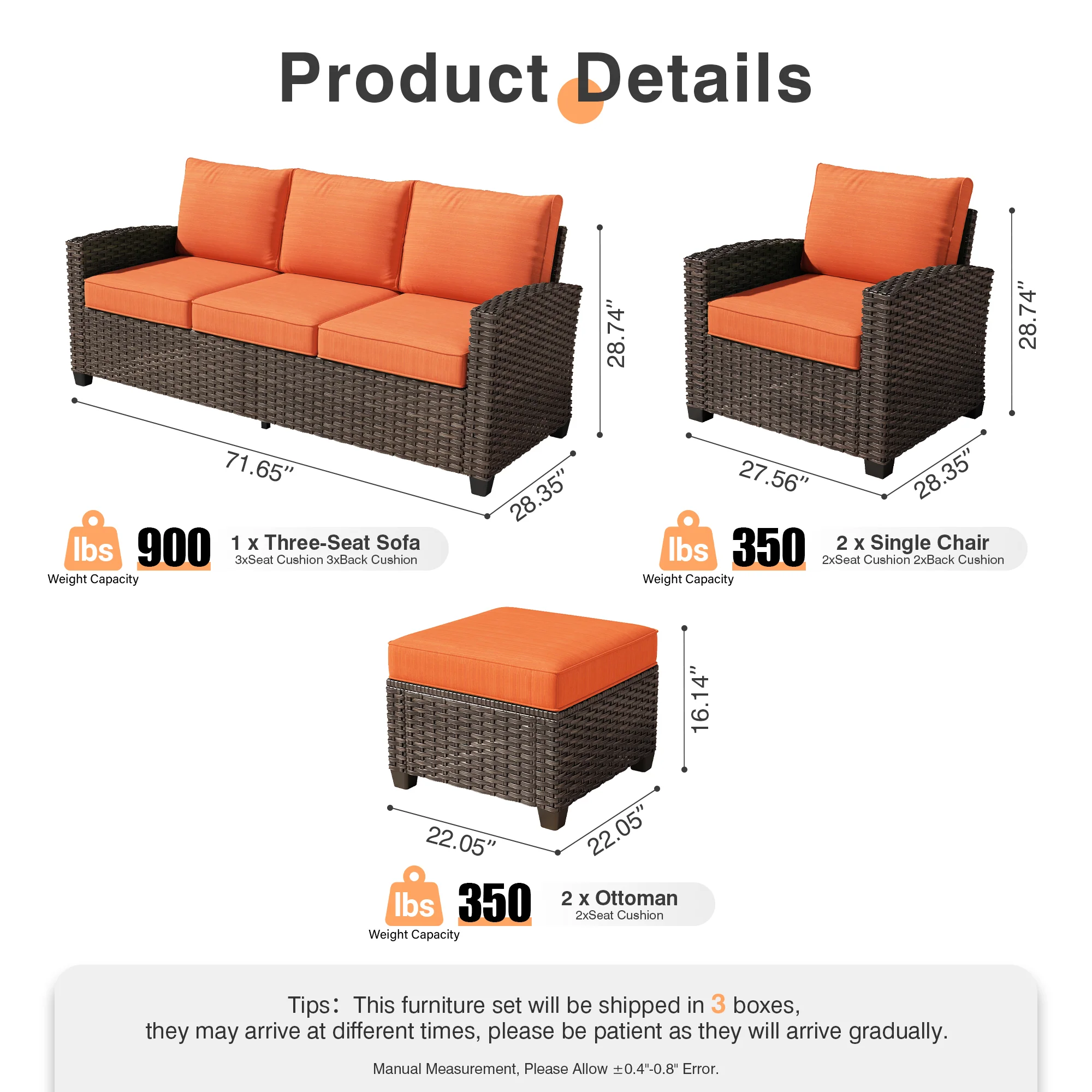 Ovios PRS Series Patio Conversation 5-Piece Set