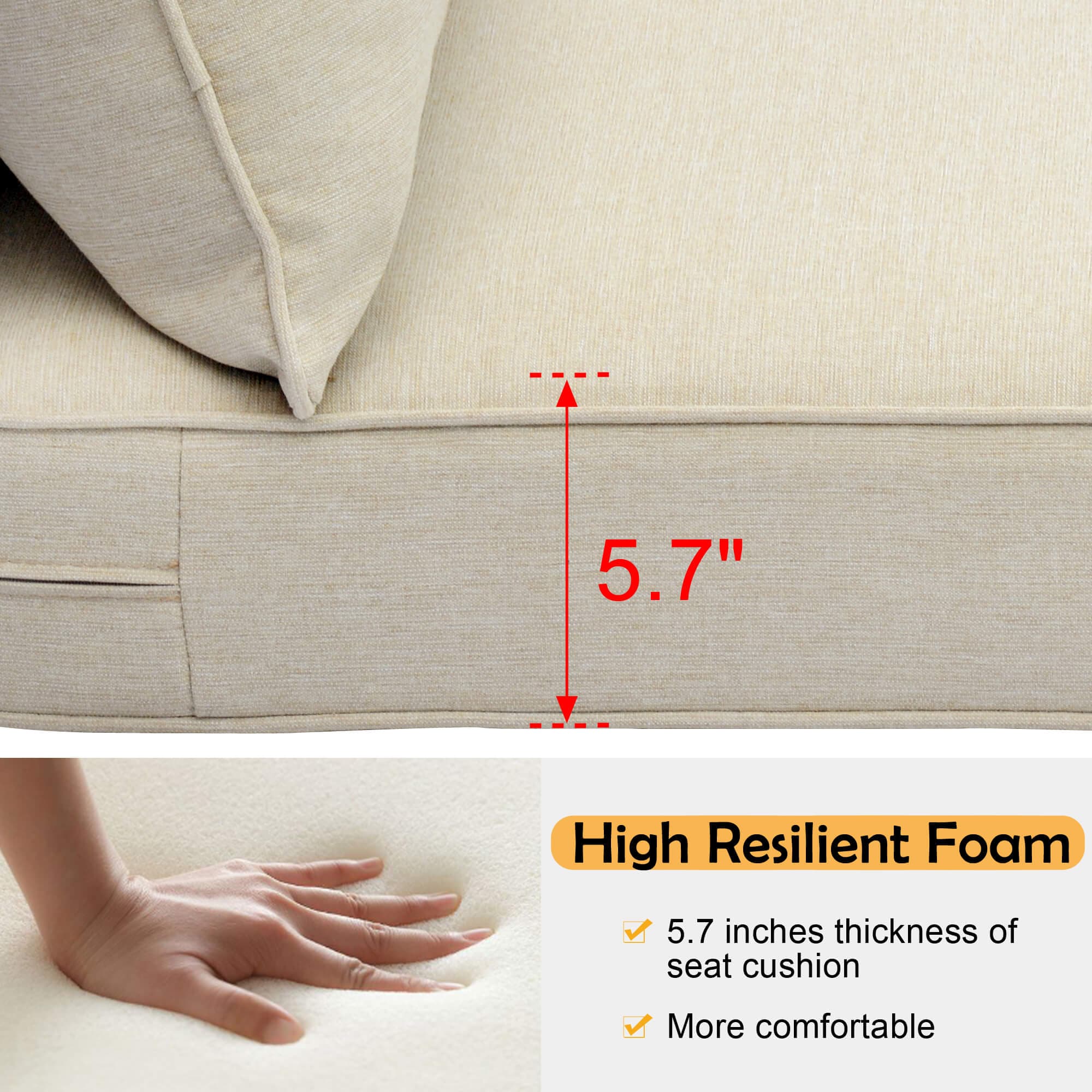 Ovios Replacement Seat Back Cushions Set with Olefin Fabric and Zipper, 24'' x 24'', Not Suitable for Ovios Patio Furniture