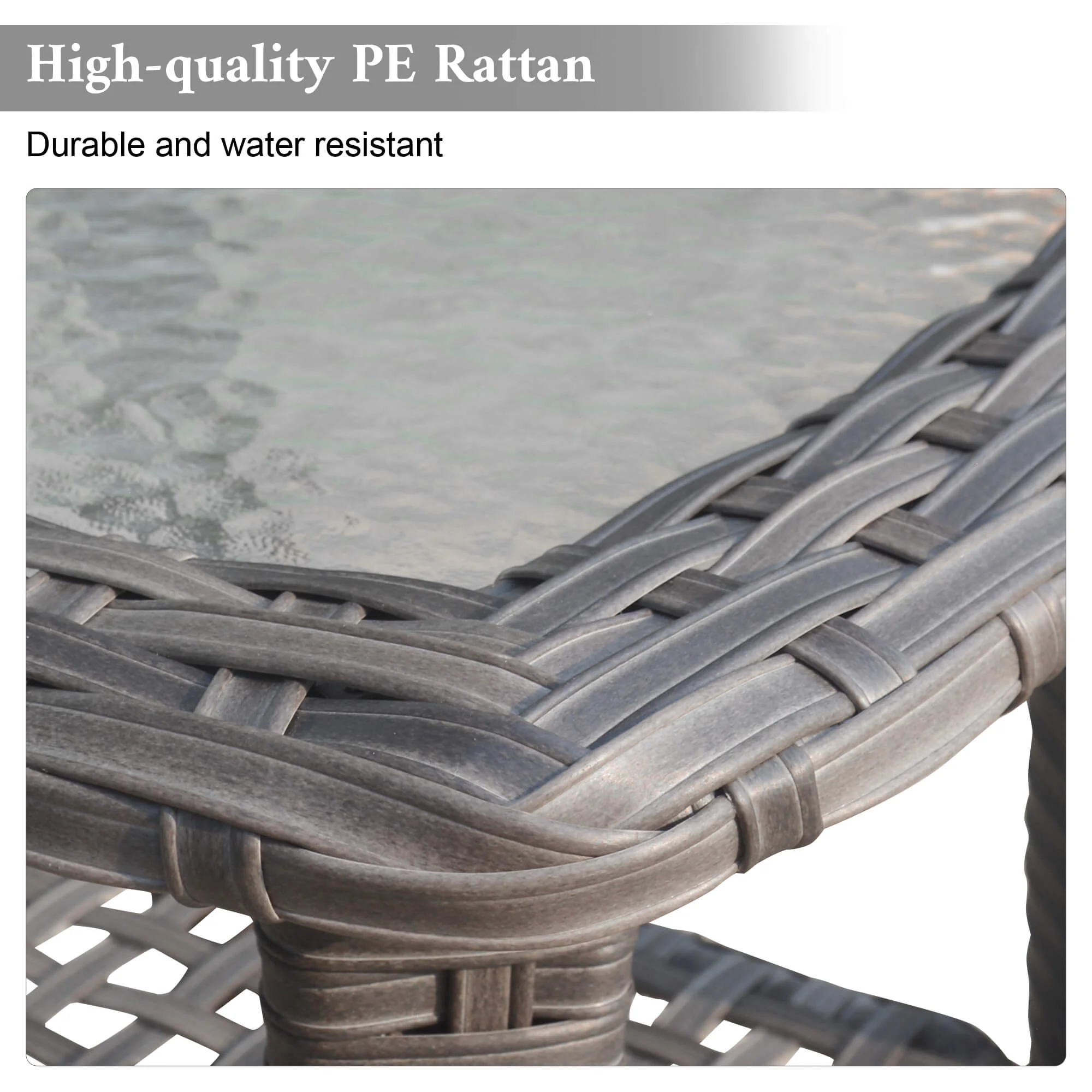 Ovios Balcony Side Table with Tempered Glass Top for GRS/NTC/HOP/NDS Series