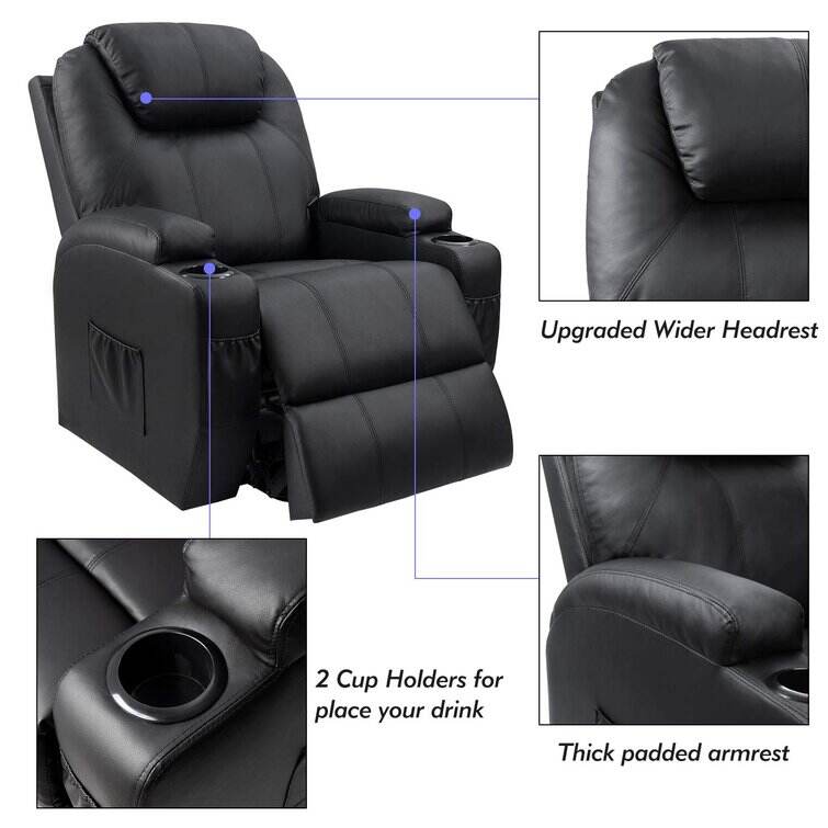 Faux Leather Power Lift Recliner Chair with Massage and Heating Function