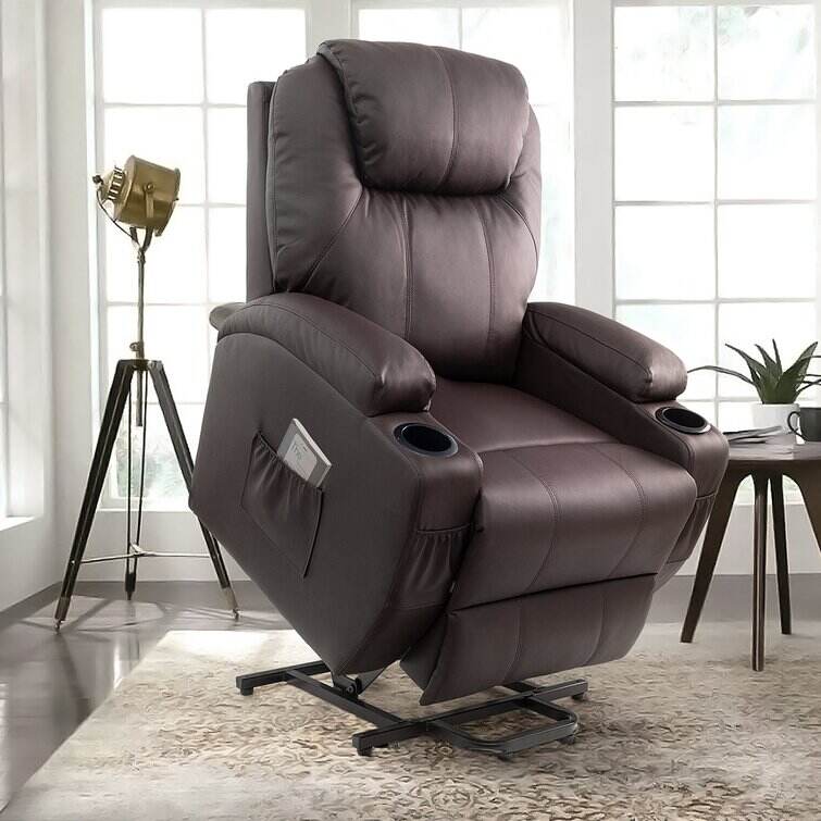 Faux Leather Power Lift Recliner Chair with Massage and Heating Function