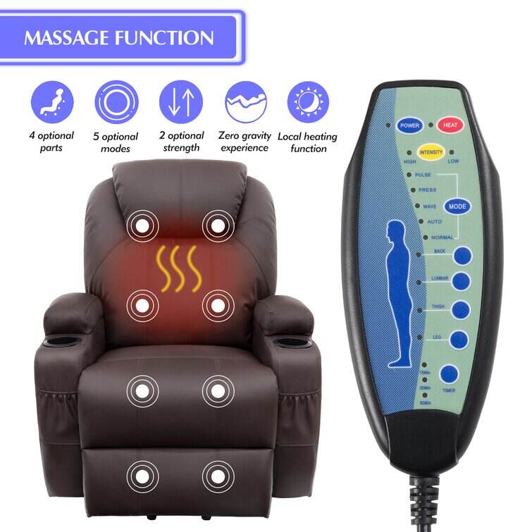 Faux Leather Power Lift Recliner Chair with Massage and Heating Function