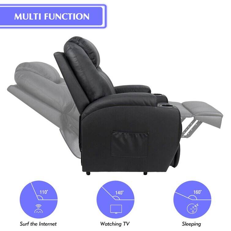 Faux Leather Power Lift Recliner Chair with Massage and Heating Function