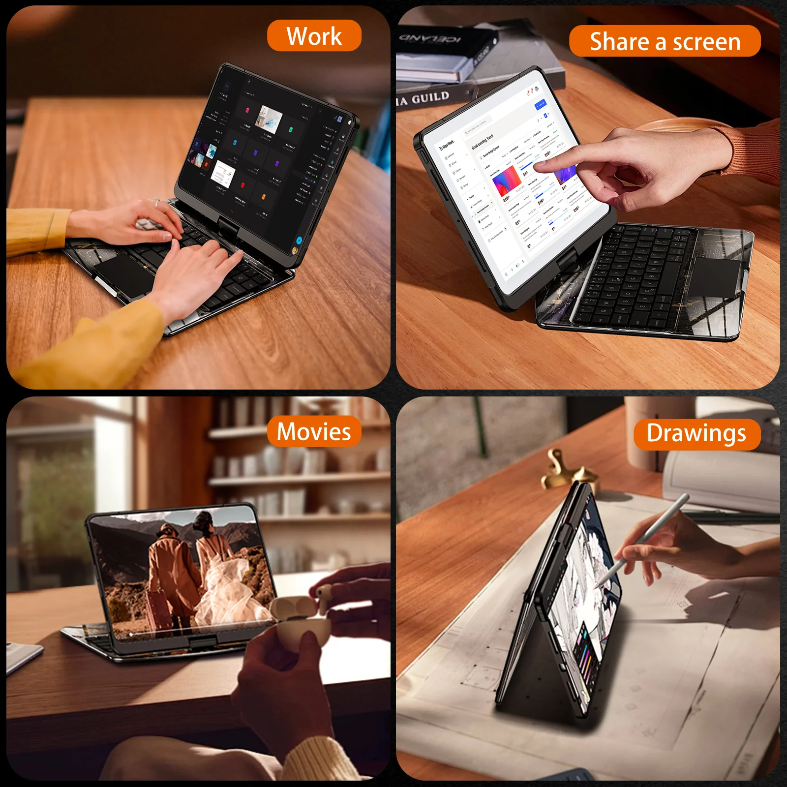NAIDUN Transparent iPad keyboard case 360° transparent iPad keyboard