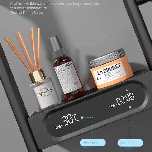 RUVEL Shower Panel - Spiral with Hydropowered LED Light, Digital Display & 3 Water Functions