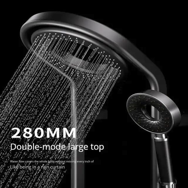 RUVEL Shower Panel - Spiral with Hydropowered LED Light, Digital Display & 3 Water Functions