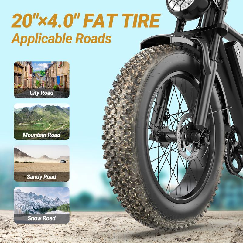 【🎉New Year discount offer】Electric ebike | Peak Power 1500W | Full Suspension | Top Speed 31 MPH | Range 40-70 Miles | 48V 20Ah Removable Battery | 2-Seater Design | LED Headlights | 20-Inch All-Terrain Fat Tires | UL 2849 Certified ebike